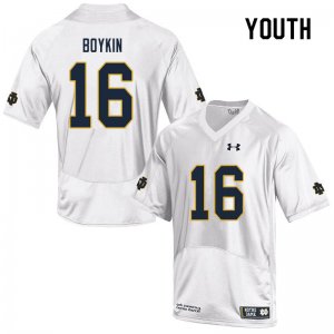 Notre Dame Fighting Irish Youth Noah Boykin #16 White Under Armour Authentic Stitched College NCAA Football Jersey DMW7399DQ